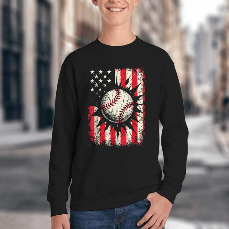 Ice Cream Baseball Drip Respect The Drip Youth Boy Baseball Youth Crewneck Sweatshirt