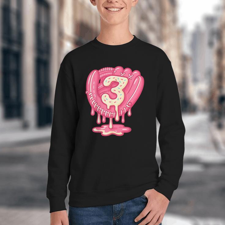 Ice Cream Baseball Glove 3rd Birthday Edition Youth Crewneck Sweatshirt Ice Cream Baseball Glove 3rd Birthday Edition Youth Crewneck Sweatshirt