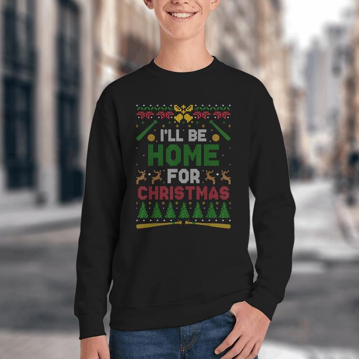 I’Ll Be Home For Christmas Baseball Ugly Sweater Youth Crewneck Sweatshirt I’Ll Be Home For Christmas Baseball Ugly Sweater Youth Crewneck Sweatshirt