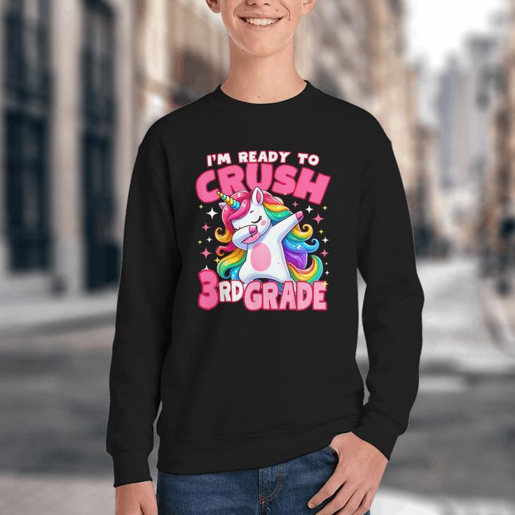 I'm Ready To Crush 3rd Grade Dabbing Unicorn Back To School Youth Crewneck Sweatshirt
