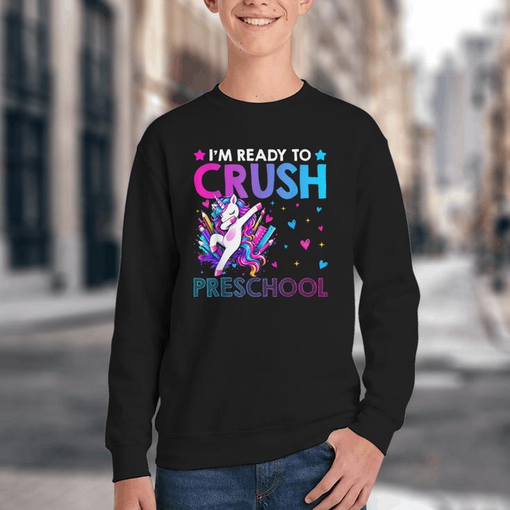 I'm Ready To Crush Preschool Dabbing Unicorn Back To School Youth Crewneck Sweatshirt I'm Ready To Crush Preschool Dabbing Unicorn Back To School Youth Crewneck Sweatshirt