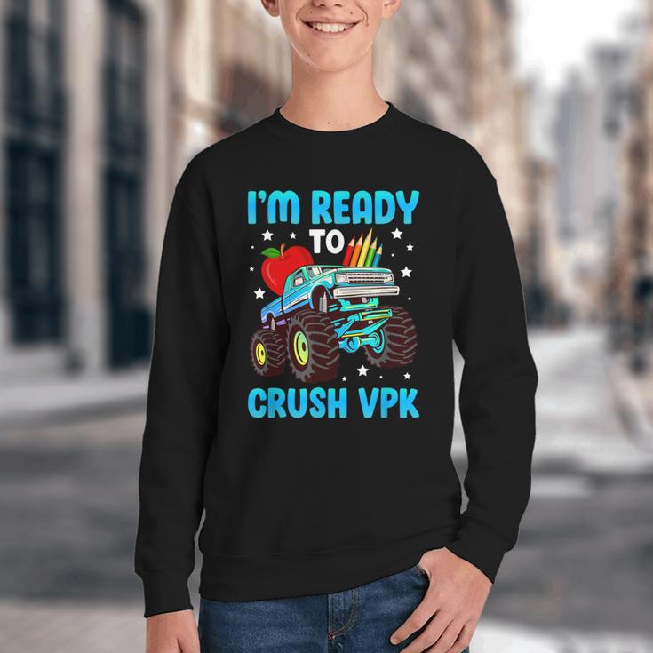 I'm Ready To Crush VPK First Day Of VPK Back To School VPK Youth Crewneck Sweatshirt I'm Ready To Crush VPK First Day Of VPK Back To School VPK Youth Crewneck Sweatshirt