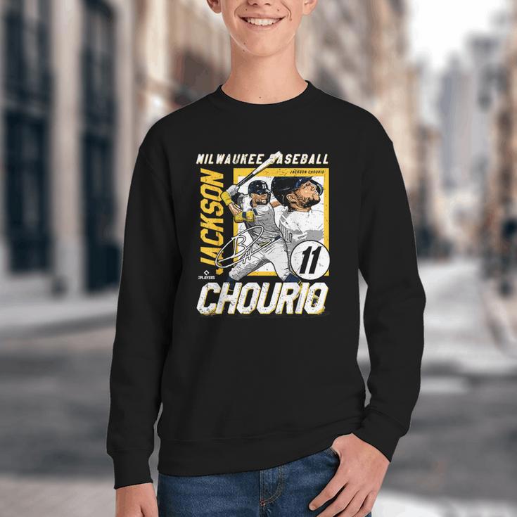 Jackson Chourio Milwaukee MLB Baseball Player MLBJCH203M Youth Crewneck Sweatshirt Jackson Chourio Milwaukee MLB Baseball Player MLBJCH203M Youth Crewneck Sweatshirt