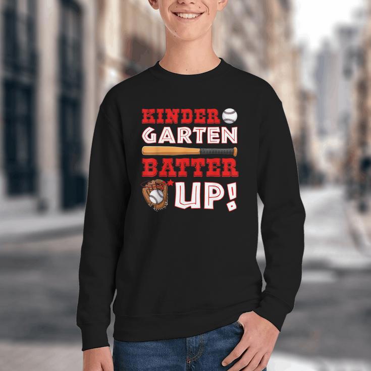 Kindergarten Batter Up Back To School Baseball Player Boys Youth Crewneck Sweatshirt