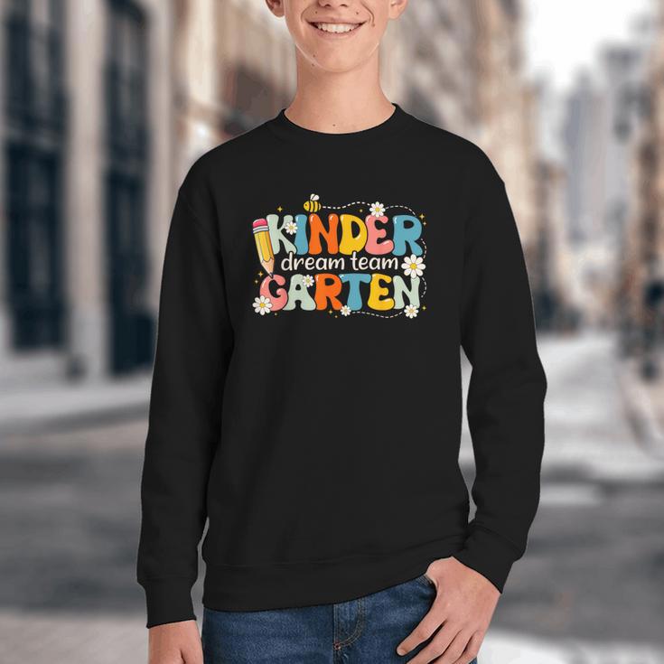 Kindergarten Dream Team Groovy Retro Children Back To School Youth Crewneck Sweatshirt Kindergarten Dream Team Groovy Retro Children Back To School Youth Crewneck Sweatshirt