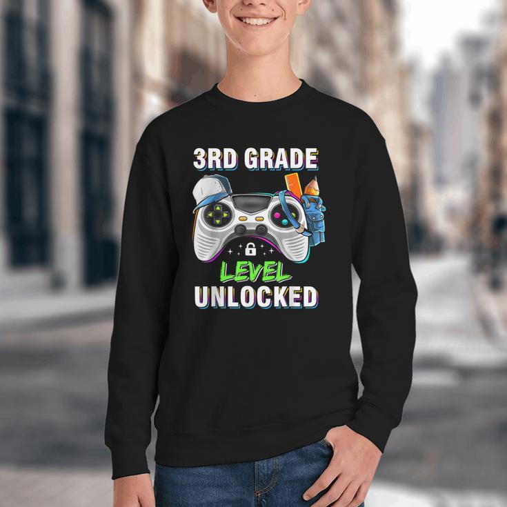 Level 3rd Grade Unlocked Back To School First Day Boys Kids Youth Crewneck Sweatshirt Level 3rd Grade Unlocked Back To School First Day Boys Kids Youth Crewneck Sweatshirt