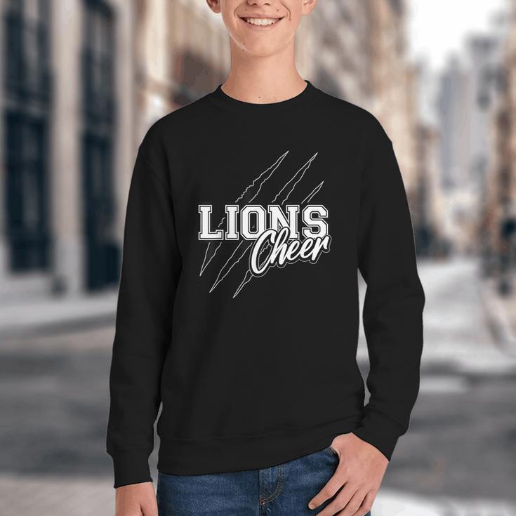 Lions Cheer Back To School Cheerleading Team Spirit Youth Crewneck Sweatshirt