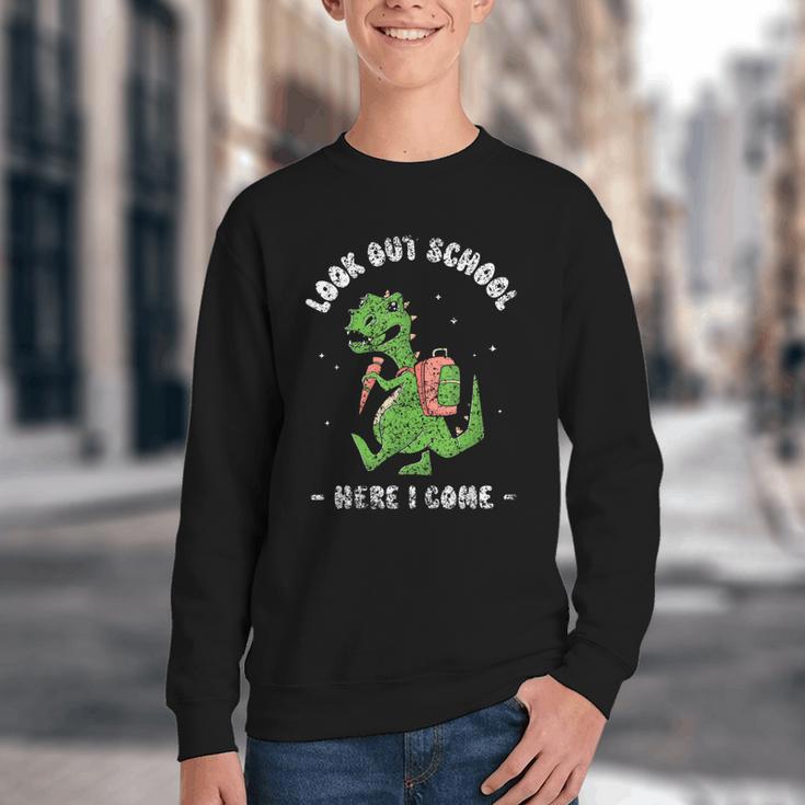 Look Out School Here I Come Grade Kids Pupil Back To School Youth Crewneck Sweatshirt Look Out School Here I Come Grade Kids Pupil Back To School Youth Crewneck Sweatshirt