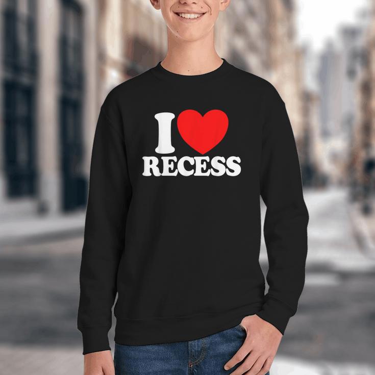 I Love Recess Red Heart Back To School Kids Recess Youth Crewneck Sweatshirt I Love Recess Red Heart Back To School Kids Recess Youth Crewneck Sweatshirt