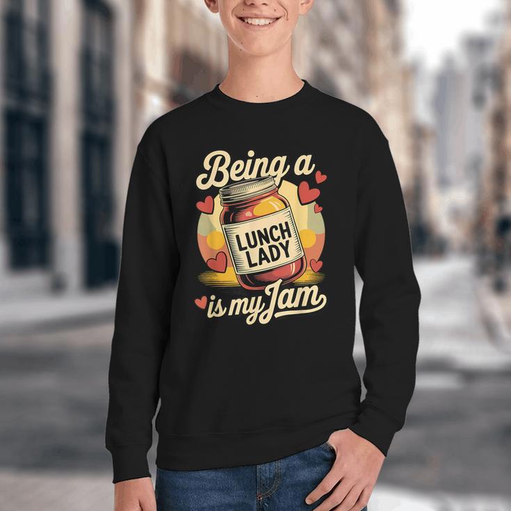 Being a Lunch Lady Is My Jam Retro Jam Jar Back To School Youth Crewneck Sweatshirt Being a Lunch Lady Is My Jam Retro Jam Jar Back To School Youth Crewneck Sweatshirt