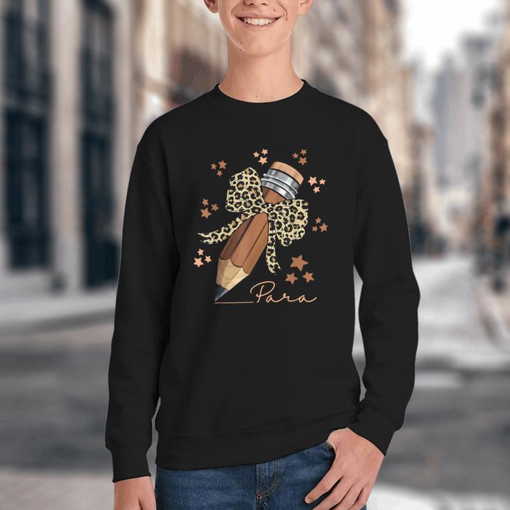 Melanin Pencil Leopard Bow Para Back To School Youth Crewneck Sweatshirt Melanin Pencil Leopard Bow Para Back To School Youth Crewneck Sweatshirt