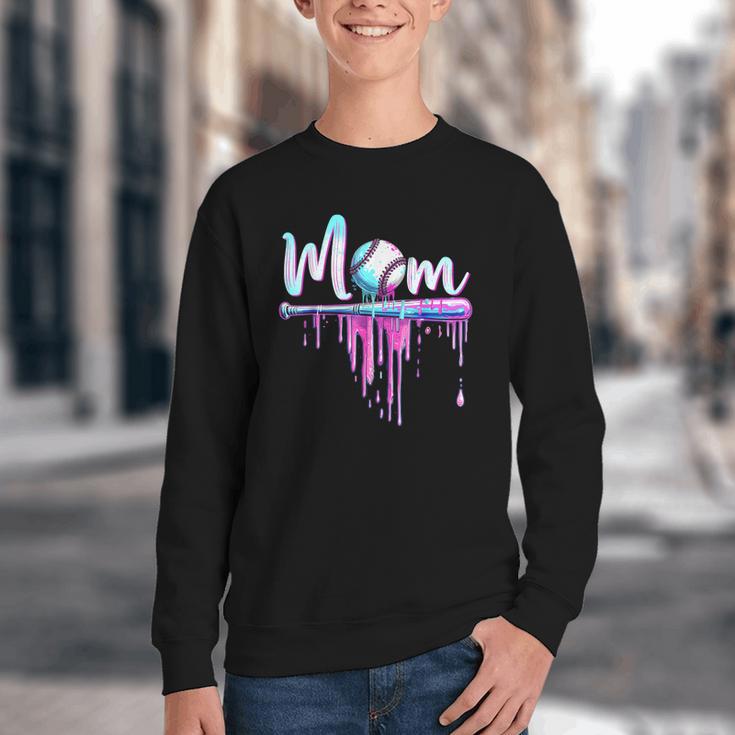 Mom Baseball Ice Cream Drip Birthday Boy Family Youth Crewneck Sweatshirt Mom Baseball Ice Cream Drip Birthday Boy Family Youth Crewneck Sweatshirt