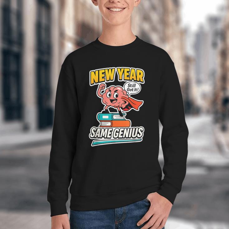 New Year Same Genius Confident Back To School Vibe Youth Crewneck Sweatshirt