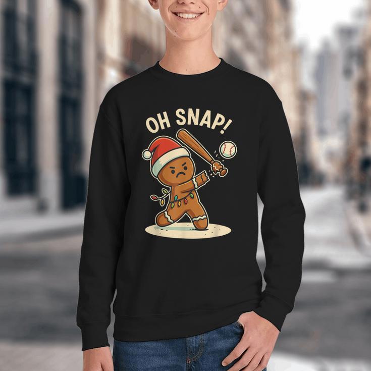 Oh Snap Gingerbreadman Baseball Christmas Men Boys Toddlers Youth Crewneck Sweatshirt Oh Snap Gingerbreadman Baseball Christmas Men Boys Toddlers Youth Crewneck Sweatshirt