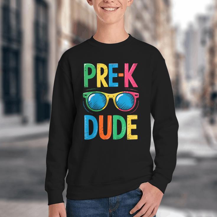 Pre-K Dude Shirt Back To School First Day Of Preschool Boy Youth Crewneck Sweatshirt