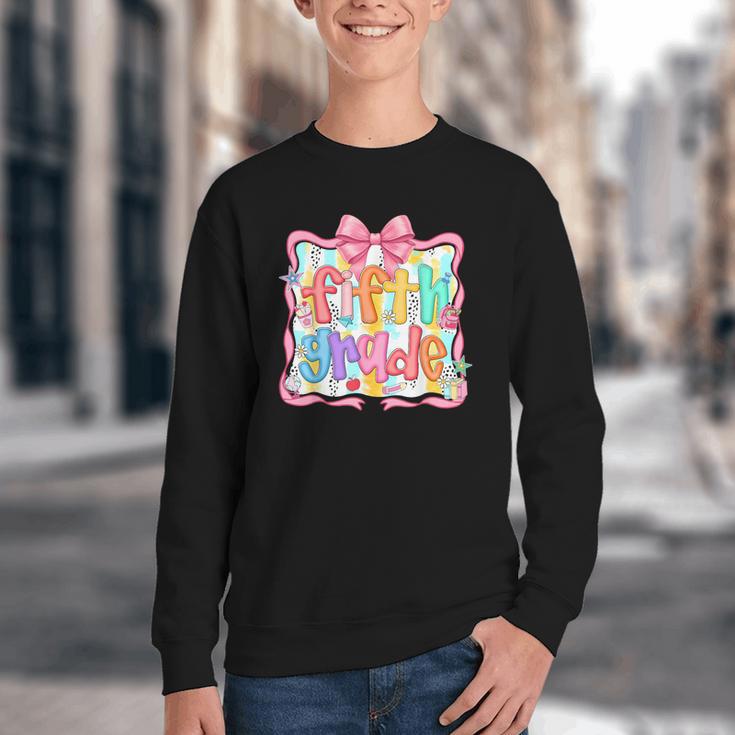 Preppy Back To School Fifth Grade Coquette Bow Women Girl Youth Crewneck Sweatshirt Preppy Back To School Fifth Grade Coquette Bow Women Girl Youth Crewneck Sweatshirt