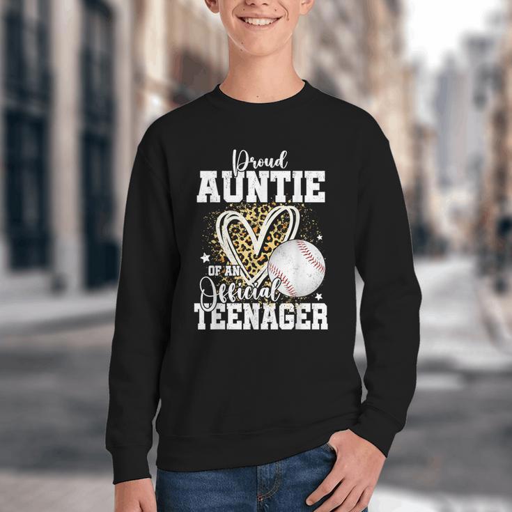 Proud Auntie Of An Official Teenager 13th Birthday Baseball Youth Crewneck Sweatshirt Proud Auntie Of An Official Teenager 13th Birthday Baseball Youth Crewneck Sweatshirt