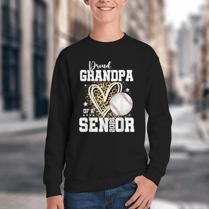 Proud Grandpa Of A 2026 Senior Baseball Graduation Leopard Youth Crewneck Sweatshirt Proud Grandpa Of A 2026 Senior Baseball Graduation Leopard Youth Crewneck Sweatshirt