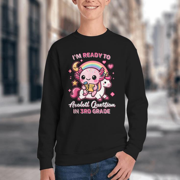 Ready To 3rd Grade Axolotl Questions Back To School Girls Youth Crewneck Sweatshirt