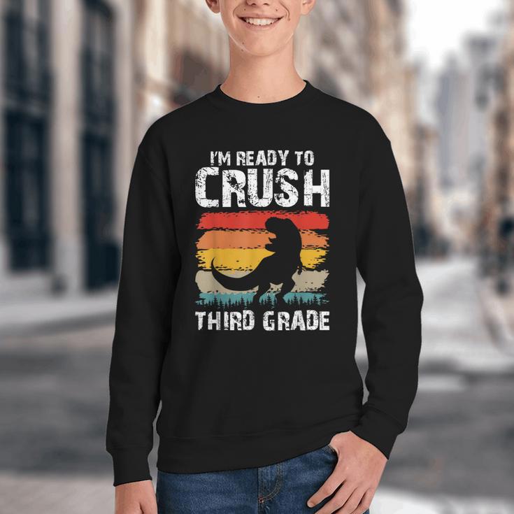 Ready Crush Third 3rd Grade Dinosaur Back To School Boys Youth Crewneck Sweatshirt Ready Crush Third 3rd Grade Dinosaur Back To School Boys Youth Crewneck Sweatshirt