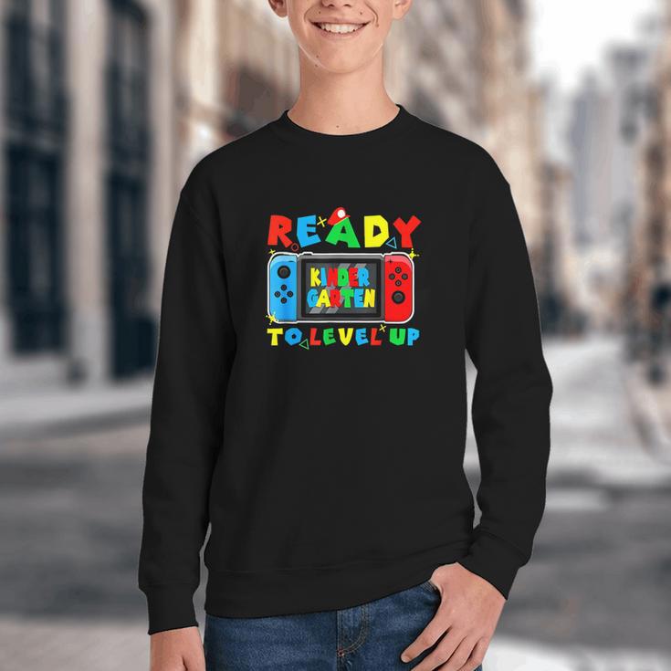 Retro Back To School Kindergarten Ready To Level Up Gamer Youth Crewneck Sweatshirt Retro Back To School Kindergarten Ready To Level Up Gamer Youth Crewneck Sweatshirt
