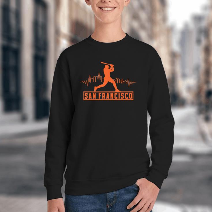 San Francisco Lovers Skyline Retro Baseball Heartbeat Men Youth Crewneck Sweatshirt San Francisco Lovers Skyline Retro Baseball Heartbeat Men Youth Crewneck Sweatshirt