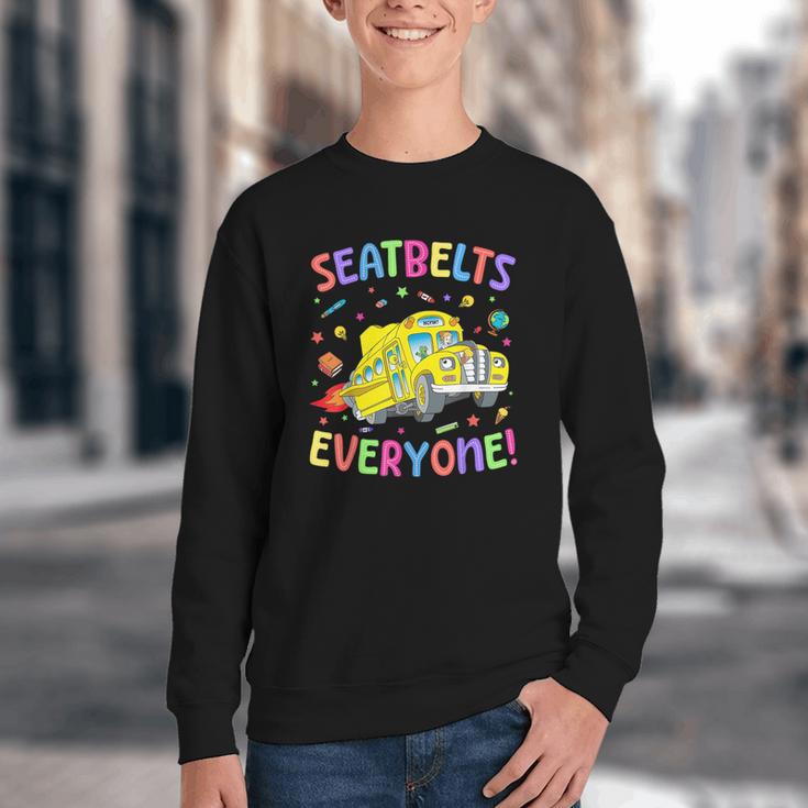 Seatbelt School Bus Driver Everyone Back To School Youth Crewneck Sweatshirt Seatbelt School Bus Driver Everyone Back To School Youth Crewneck Sweatshirt