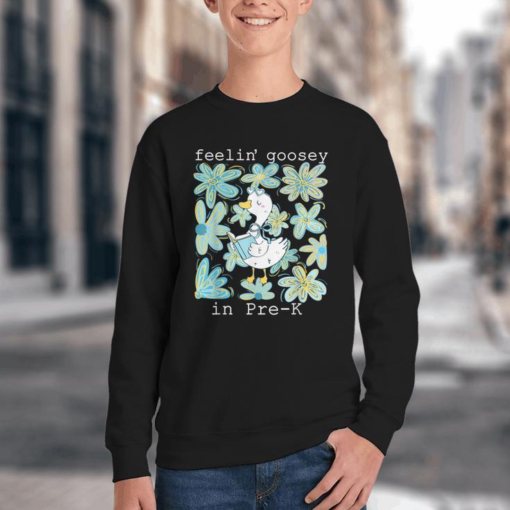 Silly Goose Back To School Feelin’ Goosey Pre-K Youth Crewneck Sweatshirt Silly Goose Back To School Feelin’ Goosey Pre-K Youth Crewneck Sweatshirt