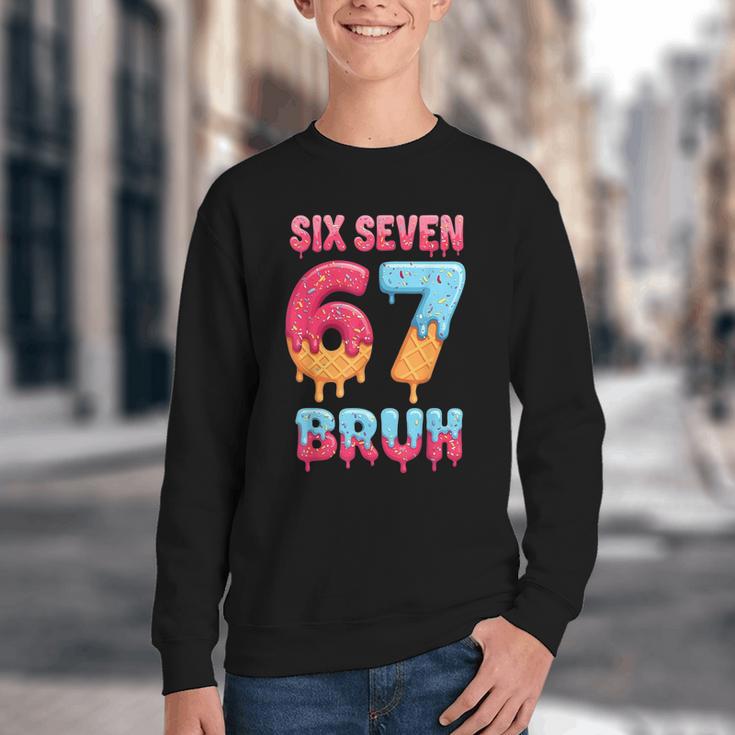 Six Seven Bruh 67 Ice Cream Drip Baseball For Men Women Kids Youth Crewneck Sweatshirt Six Seven Bruh 67 Ice Cream Drip Baseball For Men Women Kids Youth Crewneck Sweatshirt