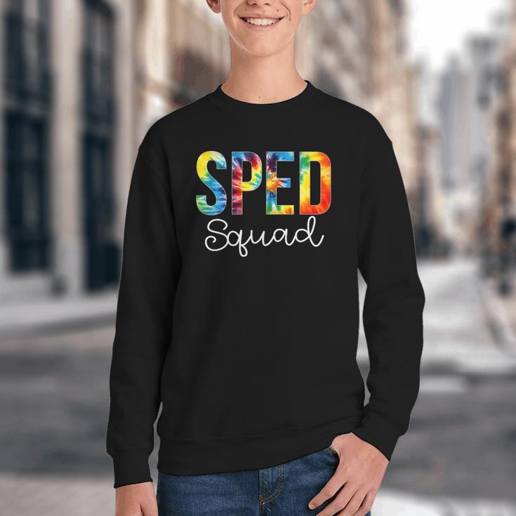 Sped Squad For Work Tie Dye Back To School Appreciation Day Youth Crewneck Sweatshirt