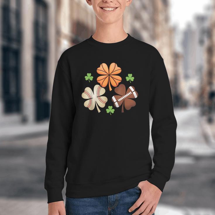 St Patricks Day Shamrock Basketball Baseball Irish Boys Men Youth Crewneck Sweatshirt