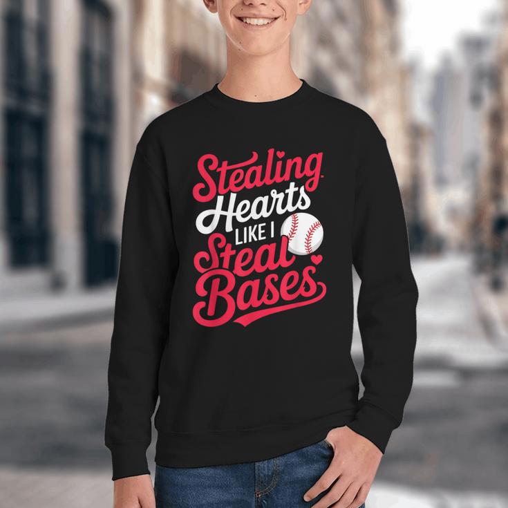 Stealing Hearts Like I Steal Bases Cute Baseball Boys Youth Crewneck Sweatshirt Stealing Hearts Like I Steal Bases Cute Baseball Boys Youth Crewneck Sweatshirt