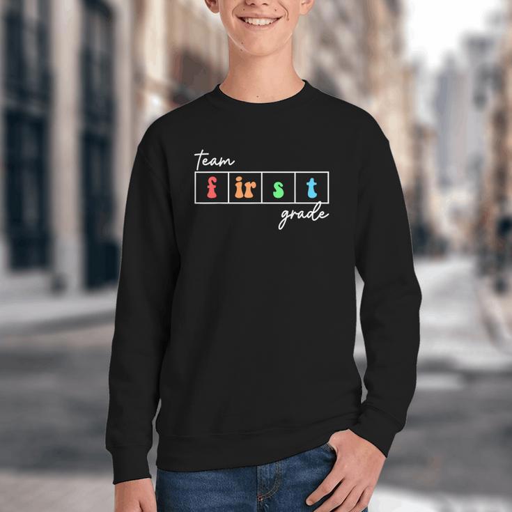 Team First Grade Back To School First Day Of 1st Grade Cute Youth Crewneck Sweatshirt Team First Grade Back To School First Day Of 1st Grade Cute Youth Crewneck Sweatshirt