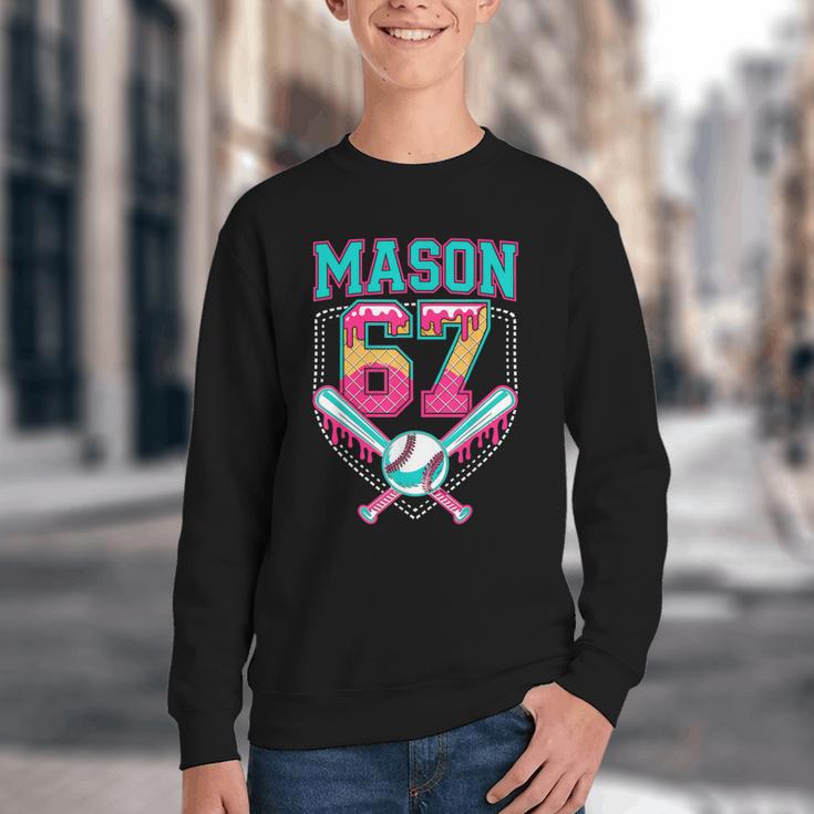 Trendy Mason 67 Mem Ice Cream Drip Baseball Birthday Costume Youth Crewneck Sweatshirt Trendy Mason 67 Mem Ice Cream Drip Baseball Birthday Costume Youth Crewneck Sweatshirt