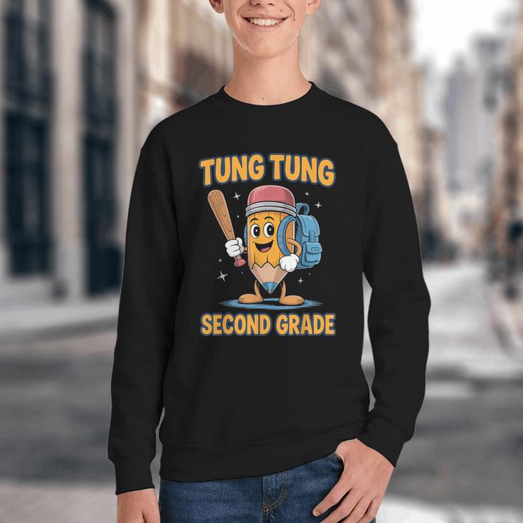 Tung Tung Sahur 2nd Grade Italian Brainrot Back To School Youth Crewneck Sweatshirt