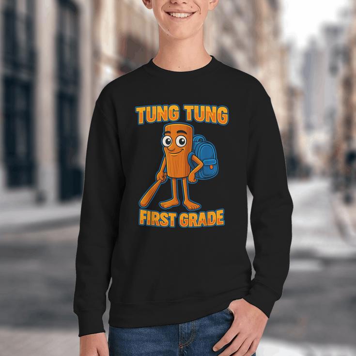 Tung Tung Sahur First Grade Italian Brainrot Back To School Youth Crewneck Sweatshirt Tung Tung Sahur First Grade Italian Brainrot Back To School Youth Crewneck Sweatshirt