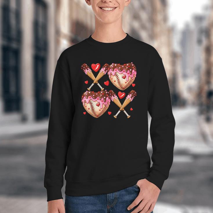 Valentines Day Drip Heart Baseball XOXO Boys Kids Men Sport Youth Crewneck Sweatshirt Valentines Day Drip Heart Baseball XOXO Boys Kids Men Sport Youth Crewneck Sweatshirt