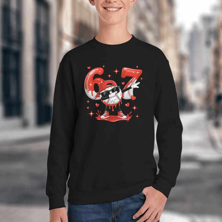Valentines Day Six Seven Baseball 6 7 Meme Dab Heart Boys Youth Crewneck Sweatshirt Valentines Day Six Seven Baseball 6 7 Meme Dab Heart Boys Youth Crewneck Sweatshirt
