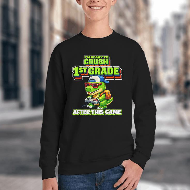 Video GameRex Dinosaur 1st Grade Back To School Boy Youth Crewneck Sweatshirt Video GameRex Dinosaur 1st Grade Back To School Boy Youth Crewneck Sweatshirt