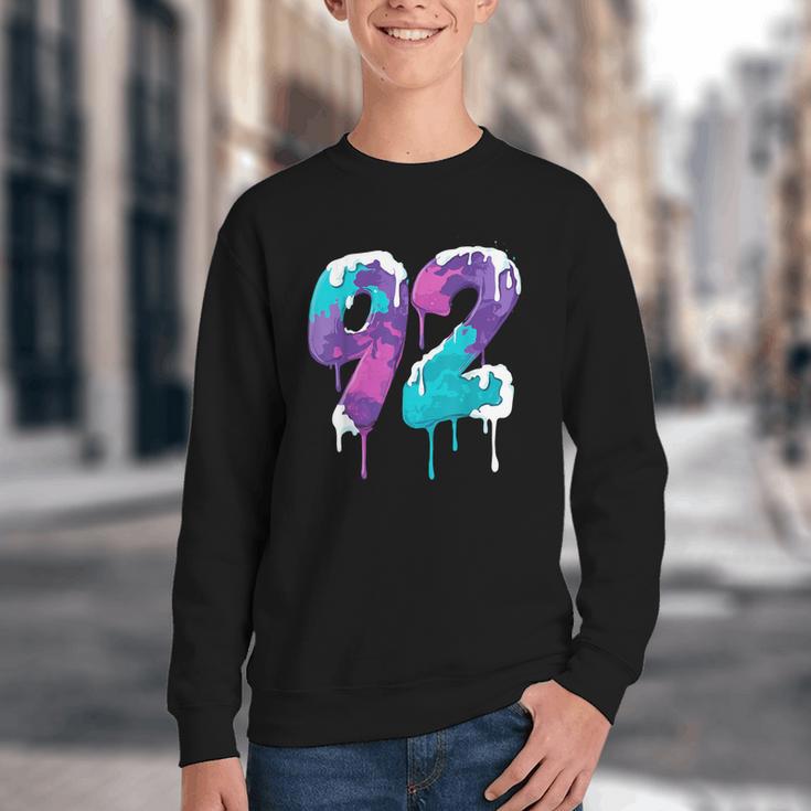 Vintage Baseball 92 Number Youth Crewneck Sweatshirt Vintage Baseball 92 Number Youth Crewneck Sweatshirt