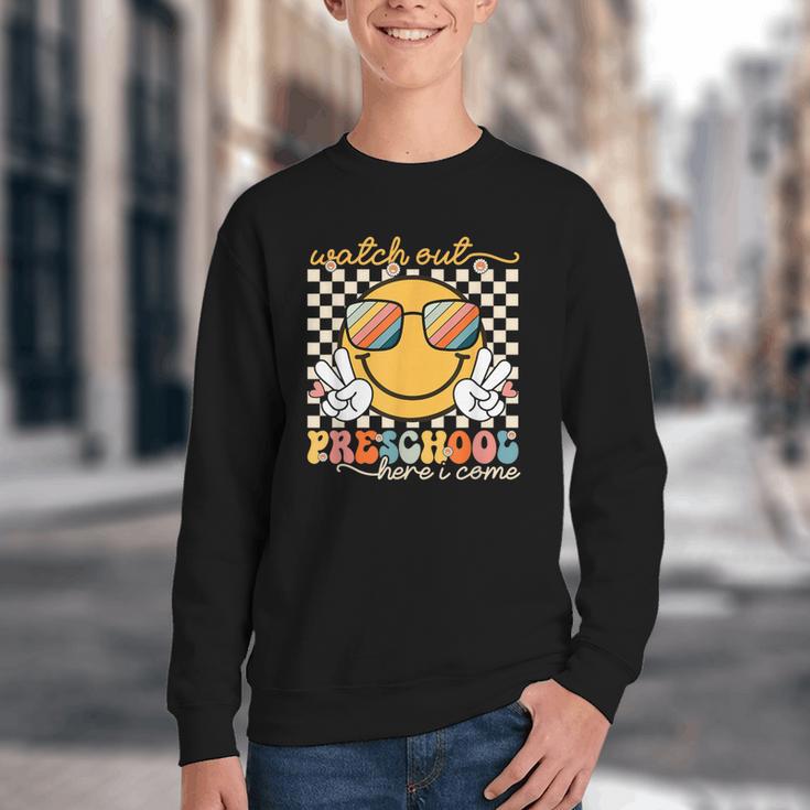 Watch Out Preschool Grade Here I Come Back To School Youth Crewneck Sweatshirt