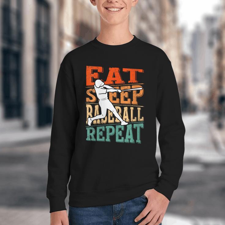 Women's Eat Sleep Baseball Repeat Vintage Player Sport Lover Retro Youth Crewneck Sweatshirt Women's Eat Sleep Baseball Repeat Vintage Player Sport Lover Retro Youth Crewneck Sweatshirt