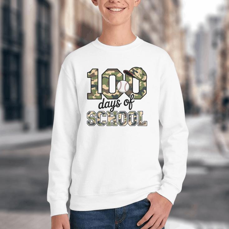 100 Days Of School Camo Baseball Camouflage For Kids Youth Crewneck Sweatshirt 100 Days Of School Camo Baseball Camouflage For Kids Youth Crewneck Sweatshirt