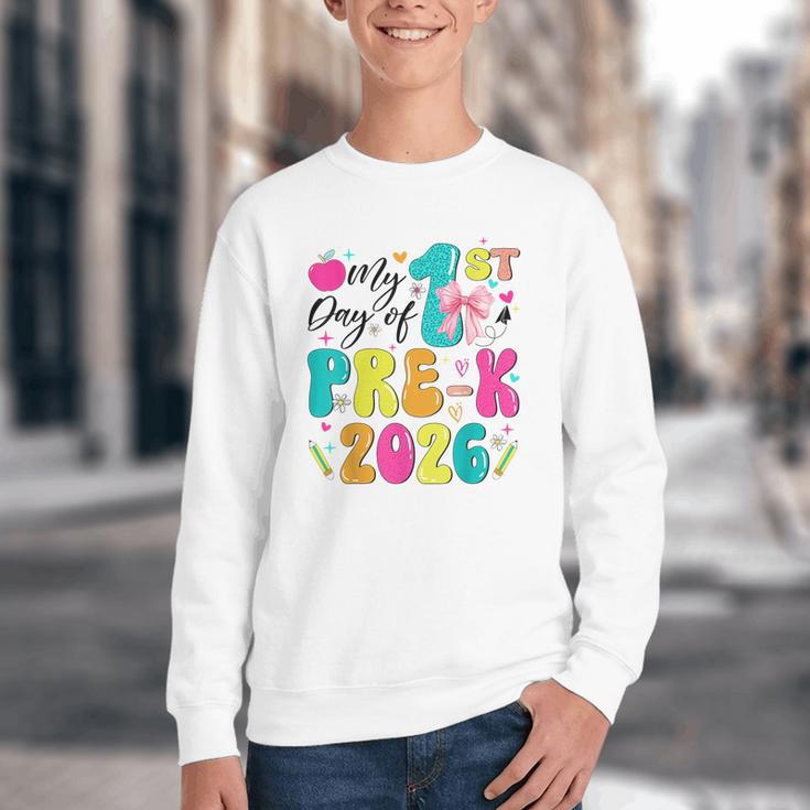 My 1st Day Of Pre-K 2026 Back To School Bow PreK Kids Girls Youth Crewneck Sweatshirt My 1st Day Of Pre-K 2026 Back To School Bow PreK Kids Girls Youth Crewneck Sweatshirt
