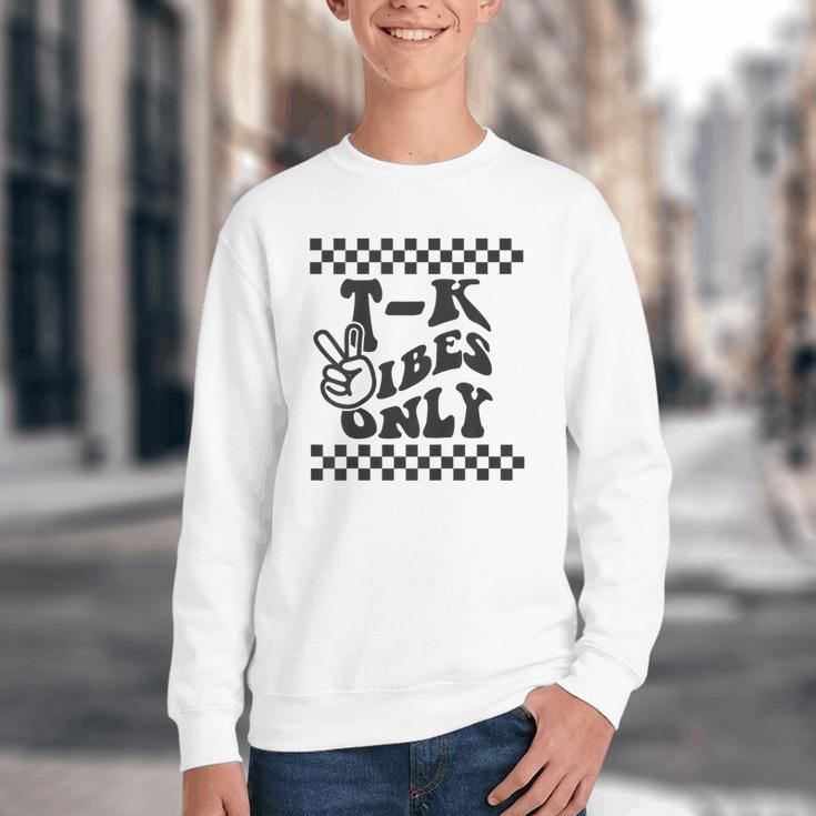 1st Day Of TK Vibes Only Retro Girls Back To SchoolK Boys Youth Crewneck Sweatshirt