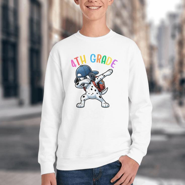 4th Grade Crew Dalmatian Dog Dabbing Back To School Premium Tri-Blend Youth Crewneck Sweatshirt