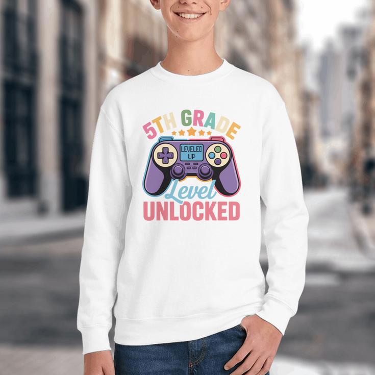 5th Grade Level Unlocked Shirt – Gamer Back To School Performance Youth Crewneck Sweatshirt