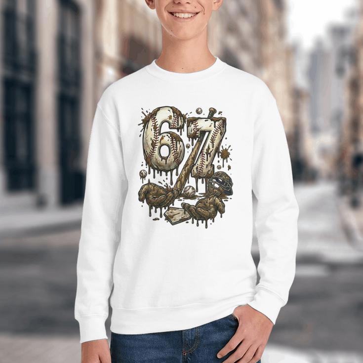 67 Baseball Six Seven Baseball 6 7 Kids Boys Girls Youth Crewneck Sweatshirt