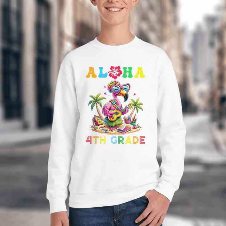 Aloha Fourth Grade Flamingo Hawaii Back To School Kids Girl Premium Tri-Blend Youth Crewneck Sweatshirt Aloha Fourth Grade Flamingo Hawaii Back To School Kids Girl Premium Tri-Blend Youth Crewneck Sweatshirt