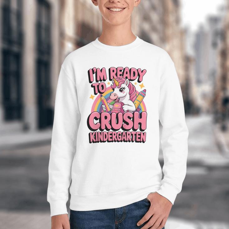 Back To School I'm Ready To Crush Kindergarten Unicorn Youth Crewneck Sweatshirt Back To School I'm Ready To Crush Kindergarten Unicorn Youth Crewneck Sweatshirt